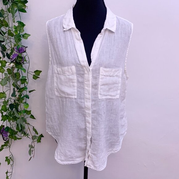 Cloth & Stone White Linen Sleeveless Button Down Tunic Oversized Large - Picture 1 of 9